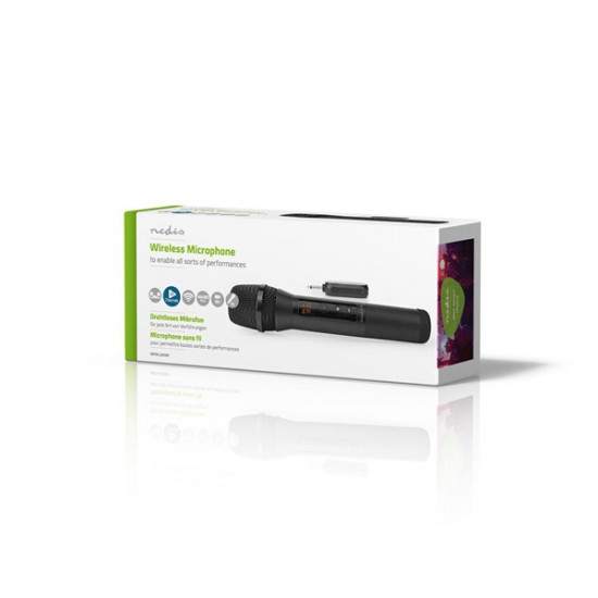 Nedis MPWL200BK vezeték nélküli mikrofon, 20 csatorna, 10 órás üzemidő, 6,35 jack csatlakozó, 14dBm, 95dB