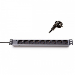 KELINE Elosztópanel 9x250V, LED visszajelzővel 1U, 19", 2.5m