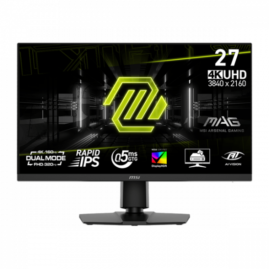 MSI Monitor GAMING MAG 272URDF E16 RapidIPS 27" UHD 3840x2160, 1000:1 CR, 400cd/m2, 0,5ms, 320/160Hz, DP, 2x HDMI, USB-C