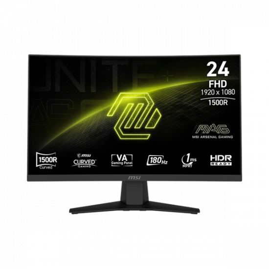 MSI Monitor GAMING MAG 244C Ívelt VA LED 23,6" FHD 1920x1080, 16:9, 3000:1 CR, 250cd/m2, 4ms, 180Hz, DP, HDMI