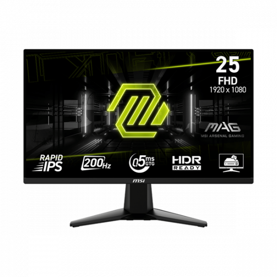 MSI Monitor GAMING MAG 255F E20 24,5" FHD Rapid IPS 1920x1080, 16:9, 200Hz, 1000:1, 0,5ms, 2x HDMI, DP, Black