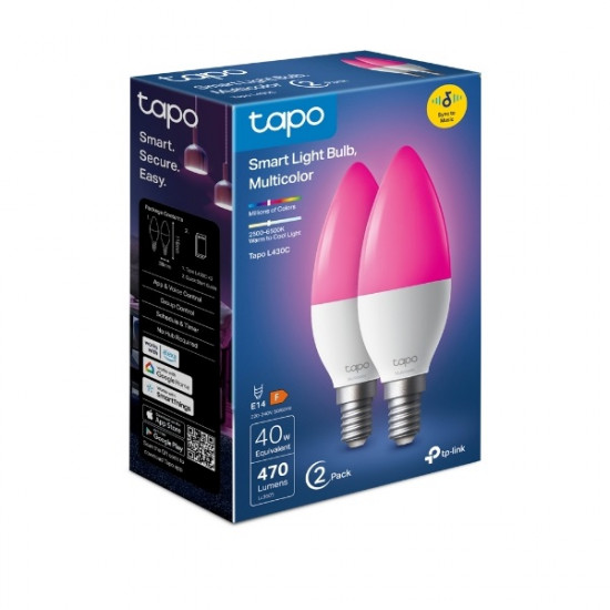 TP-LINK LED Izzó Wi-Fi-s E14, Multi Color, váltakozó színekkel, TAPO L430C(2-PACK)