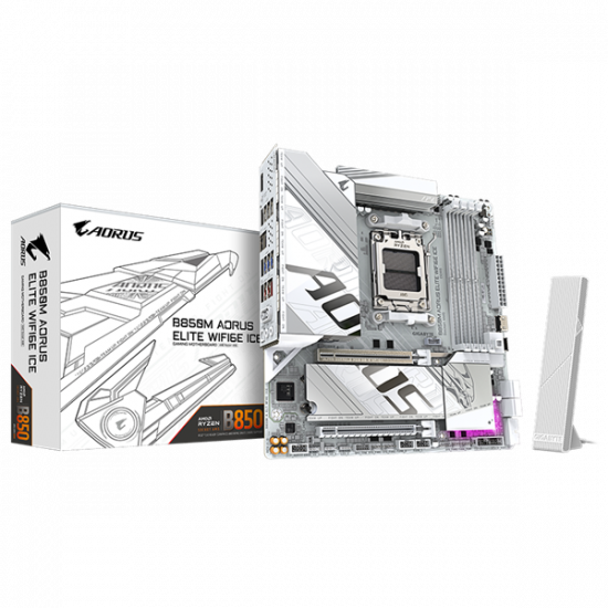 GIGABYTE Alaplap AM5 B850M AORUS ELITE WIFI6E ICE AMD B850, ATX
