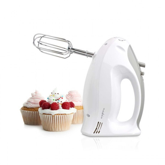 Nedis KAHM100CWT kézi mixer, 200 W, 5 sebességfokozat, turbófunkció, 2 dagasztóhorog / 2 habverő