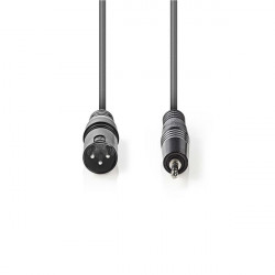 Nedis COTH15300GY15 félprofi audio kábel, 3,5mm sztero jack dugó - 3p XLR dugó, hossz 1.5m, rugalmas