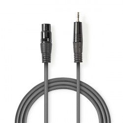 Nedis COTH15300GY15 félprofi audio kábel, 3,5mm sztero jack dugó - 3p XLR dugó, hossz 1.5m, rugalmas