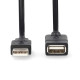 Nedis CCGL60010BK10 USB A-A (Male/Female) hosszabító / toldó kábel, USB2.0, hossz: 1m