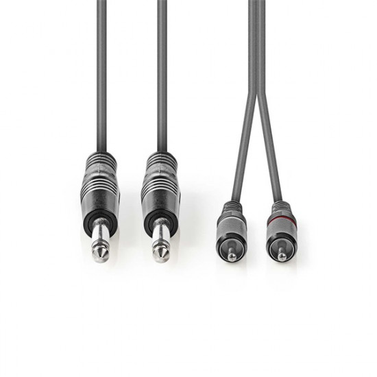 Nedis COTH23320GY15 félprofi audio kábel, 2 x 6,35mm mono jack dugó - 2 X RCA dugó, hossz 1.5m, rugalmas