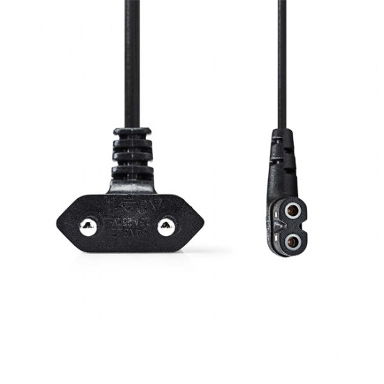 Nedis CEGL11055BK30 tápkábel, Euro dugó,  IEC-320-C7,  pipa, szögben balra, 3m, fekete