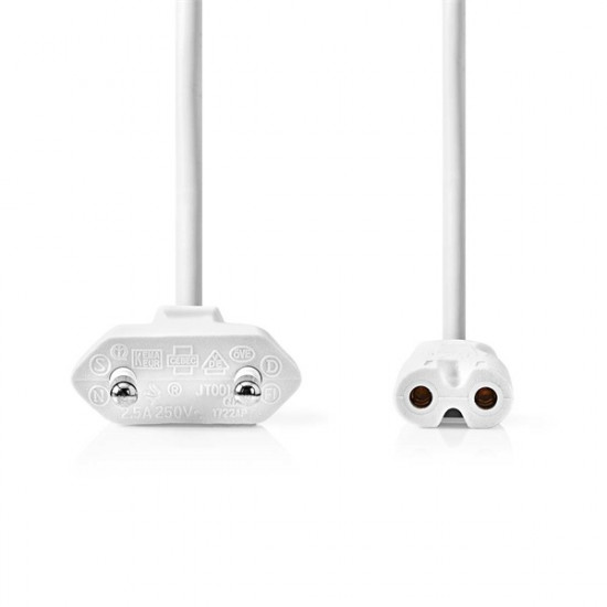 Nedis CEGL11040WT50 táp kábel IEC-320-C7, 2 x 0.75 mm, hossz 5m, fehér