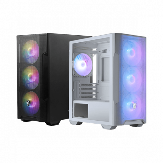 MSI Ház Midi ATX FORGE M100R, 4xARGB ventilátor, Tápegység nélkül, üvegfalú, fekete