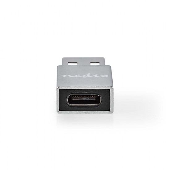 Nedis CCTB60925AL USB-A adapter, USB 3.2 Gen 1, USB-A férfi, USB-C™ anya, 5 Gbps,  kerek,  Nikkelezett, Ezüst