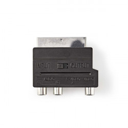 Nedis CVGP31902BK SCART adapter, SCART Férfi | S-Video nő / 3x RCA nő, Nikkelezett,  Kapcsolható, ABS, Fekete, 1 db
