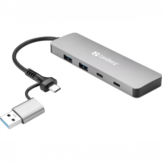 SANDBERG Hub és elosztó, USB-C/A to 2xUSB-A+2xUSB-C Hub