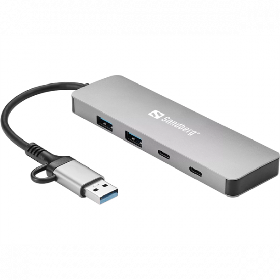 SANDBERG Hub és elosztó, USB-C/A to 2xUSB-A+2xUSB-C Hub