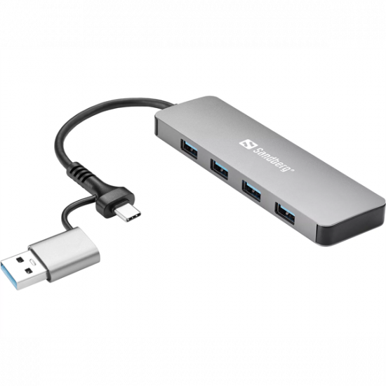 SANDBERG Hub és elosztó, USB-C/A to 4xUSB 3.0 Hub