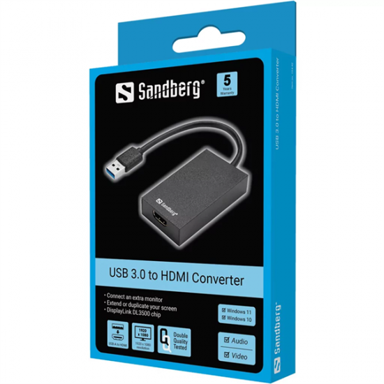 SANDBERG Konverter, USB 3.0 to HDMI Converter