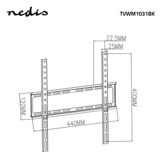 Nedis TVWM1031BK LCD TV / monitor fali tartó konzol 23 - 55 "  Max. teherbírás: 35 kg,  Min. faltávolság: 23 mm