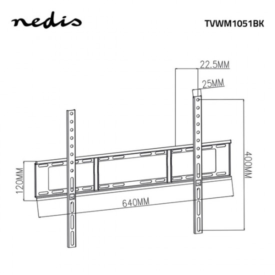 Nedis TVWM1051BK LCD TV / monitor fali tartó fix 37 - 70 "  Max. teherbírás: 35 kg,  Min. faltávolság: 23 mm