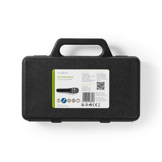 Nedis MPWD50CBK dinamikus mikrofon, levehető kábel 5m, 50 Hz - 15 kHz 600 Ohm -72 dB, kapcsoló, fekete/szürke