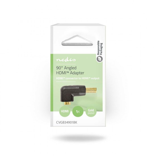 Nedis CVGB34901BK HDMI adapter, HDMI csatl HDMI kimen. aranyozott 90°-os, F/M-90