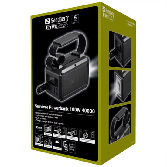 SANDBERG Hordozható akkumulátor, Survivor Powerbank 100W 40000