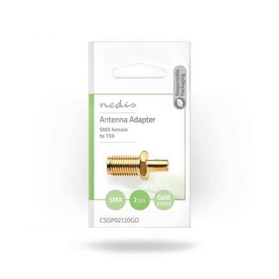 Nedis CSGP02120GD SMA anya | TS9 | Aranyozott | 50 Ohm | Egyenes | Réz | Arany | 2 db/csomag