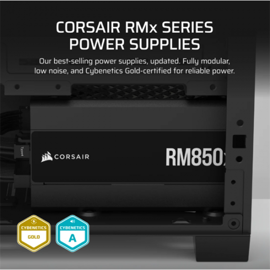 CORSAIR Tápegység Moduláris, RM850x, 850W, ATX 3.1, PCIe 5.1, 14cm, Cybenetics Gold