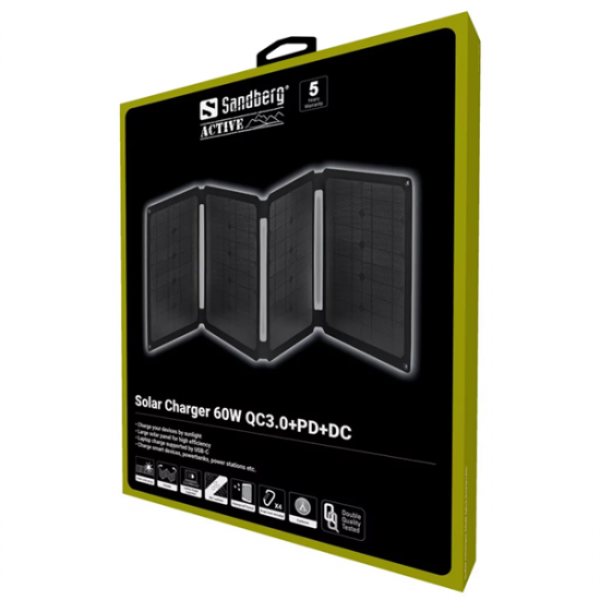 SANDBERG Napelemes töltő, Solar Charger 60W QC3.0+PD+DC