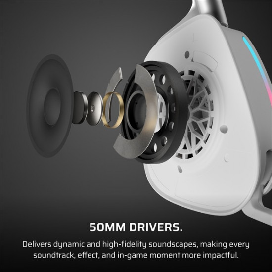 CORSAIR Vezeték Nélküli Headset, VOID v2 Wireless Gaming Headset, Dolby Atmos, fehér