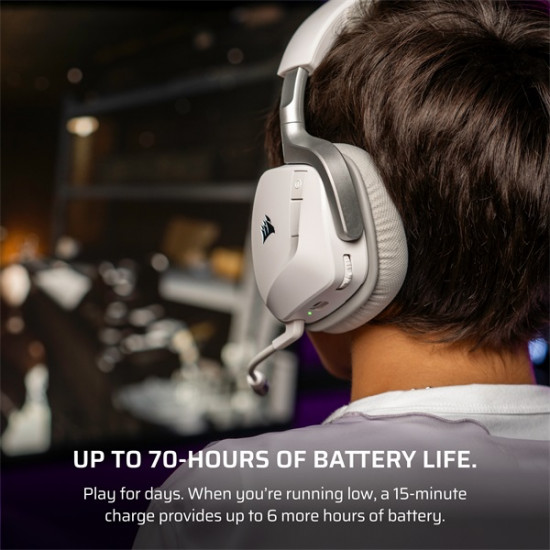 CORSAIR Vezeték Nélküli Headset, VOID v2 Wireless Gaming Headset, Dolby Atmos, fehér