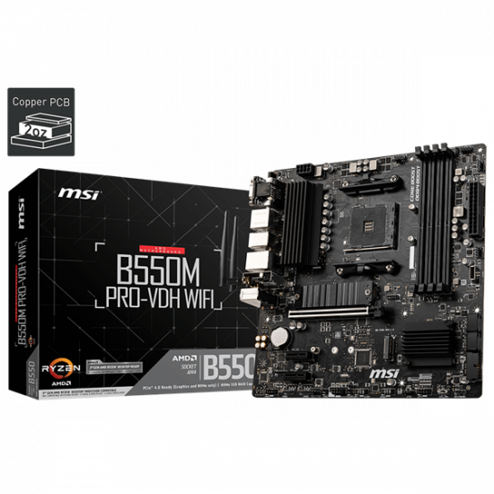 MSI Alaplap AM4 B550M PRO-VDH WIFI AMD B550M, mATX