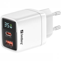 SANDBERG Hálózati töltő, 2 in 1 Charger 1x USB C 1x USB 35W