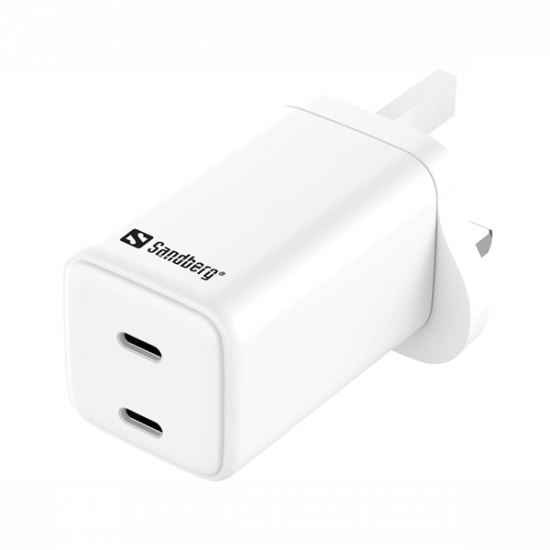 SANDBERG Hálózati töltő, AC Charger Dual USB-C PD 65W UK