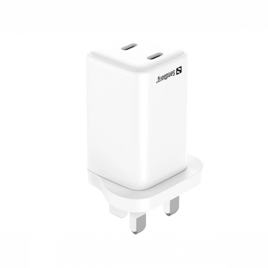 SANDBERG Hálózati töltő, AC Charger Dual USB-C PD 65W UK