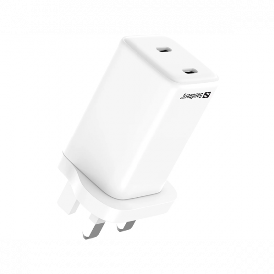 SANDBERG Hálózati töltő, AC Charger Dual USB-C PD 65W UK