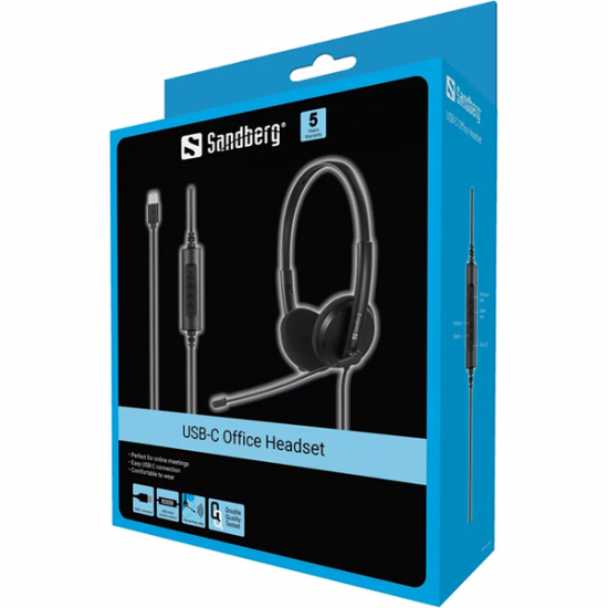 SANDBERG Headset mikrofonnal, USB-C Office Headset