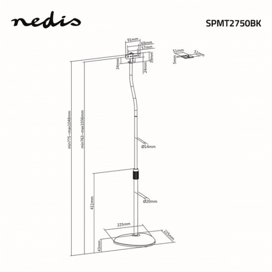Nedis SPMT2750BK hangszóró állvány