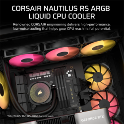CORSAIR CPU hűtő NAUTILUS 240 RS ARGB Liquid CPU Cooler (vízhűtés), 2 Ventilátoros, LGA1851 támogatással, fekete