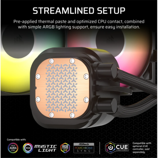 CORSAIR CPU hűtő NAUTILUS 240 RS ARGB Liquid CPU Cooler (vízhűtés), 2 Ventilátoros, LGA1851 támogatással, fekete