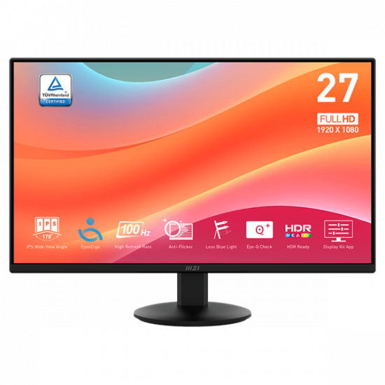 MSI Monitor Business PRO MP272L 27" FHD 1920x1080, IPS 16:9 100Hz, 1ms, 1000:1, HDMI, DP, Black