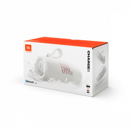 JBL CHARGE 6 WHT, BT hangszóró, Fehér (Hordozható, vízálló)