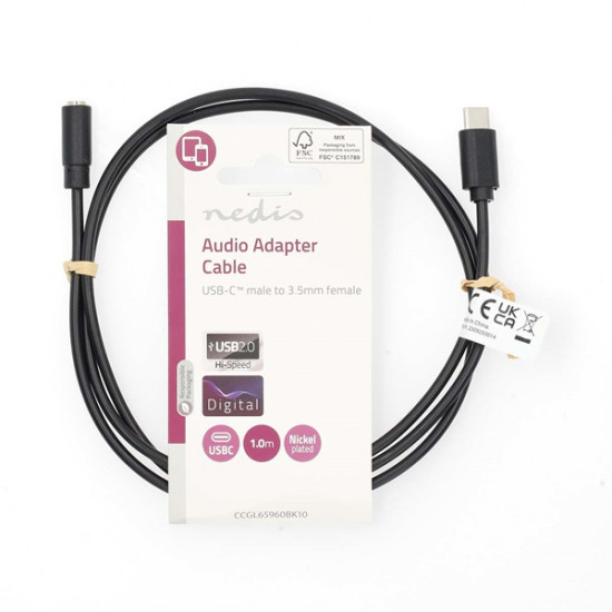 Nedis CCGL65960BK10 USB-C (USB C) dugó - 3,5 mm sztereo jack aljzat | 1,00 m
