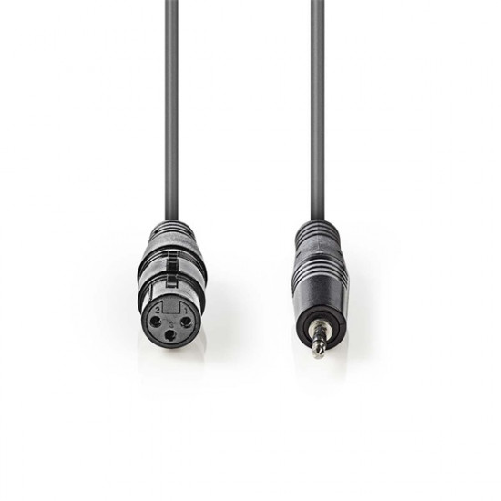 Nedis COTH15320GY10 félprofi audio kábel, 3,5mm sztero jack dugó - 3p XLR aljzat, hossz 1m, rugalmas