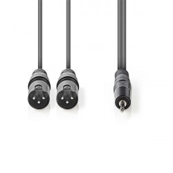 Nedis COTH15310GY15 félprofi XLR audio kábel, 2x XLR 3 tűs dugó | 3,5 mm sztereo jack dugó, 1,5m