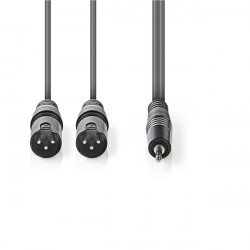 Nedis COTH15310GY30 félprofi XLR audio kábel, 2x XLR 3 tűs dugó | 3,5 mm sztereo jack dugó, 3m