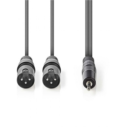 Nedis COTH15310GY30 félprofi XLR audio kábel, 2x XLR 3 tűs dugó | 3,5 mm sztereo jack dugó, 3m