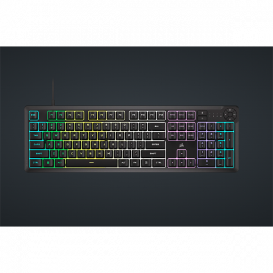 CORSAIR Vezetékes Billentyűzet Gaming, K55 CORE RGB, Médiavezérlő gombok, Cseppálló, US, fekete