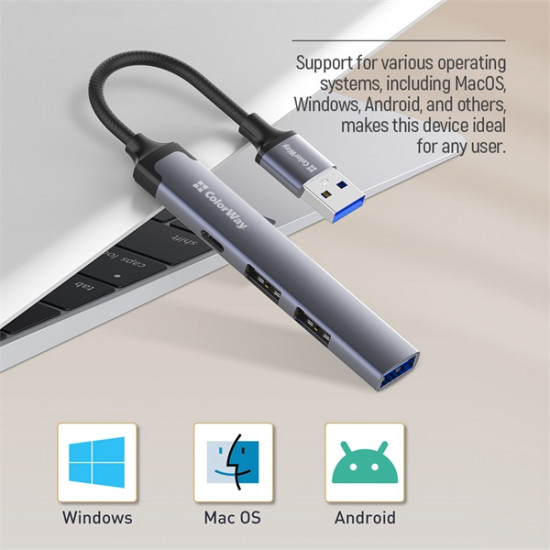 COLORWAY USB-elosztó CW-HUB05, USB-A 4-B-1 USB2.0X3/USB3.0