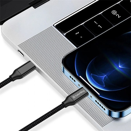 COLORWAY Kábel Type-C CW-CBPDCC062-BK, USB3.2, 20Gbps 4K PD100W, Gen2 5A 1M fekete